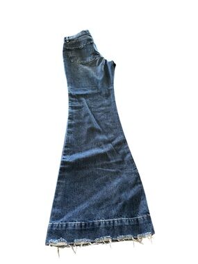 Express Dark Blue Wide-Leg Jeans with Frayed Hem Size 2L